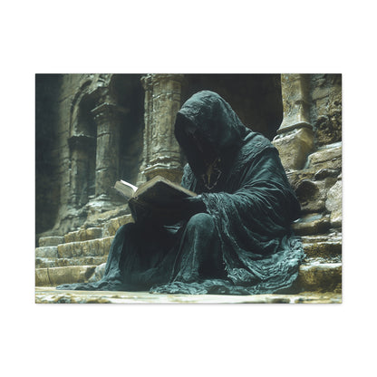 Mystical Monk Stretched Canvas Art, Dark Fantasy Wall Decor, Esoteric Home Decor, Unique Gifts for Art Lovers, Spiritual Artwork