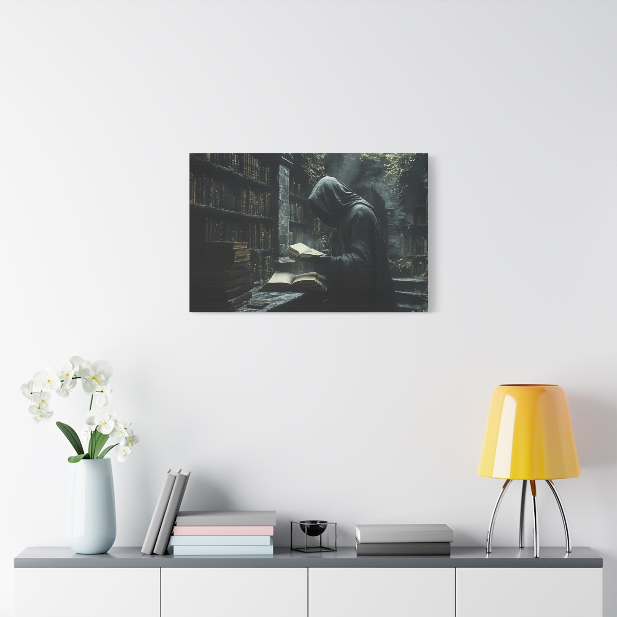 Mysterious Library Canvas Print, Dark Academia Wall Art, Book Lover Gift, Gothic Home Decor, Reading Nook Decoration, Unique Wall Art