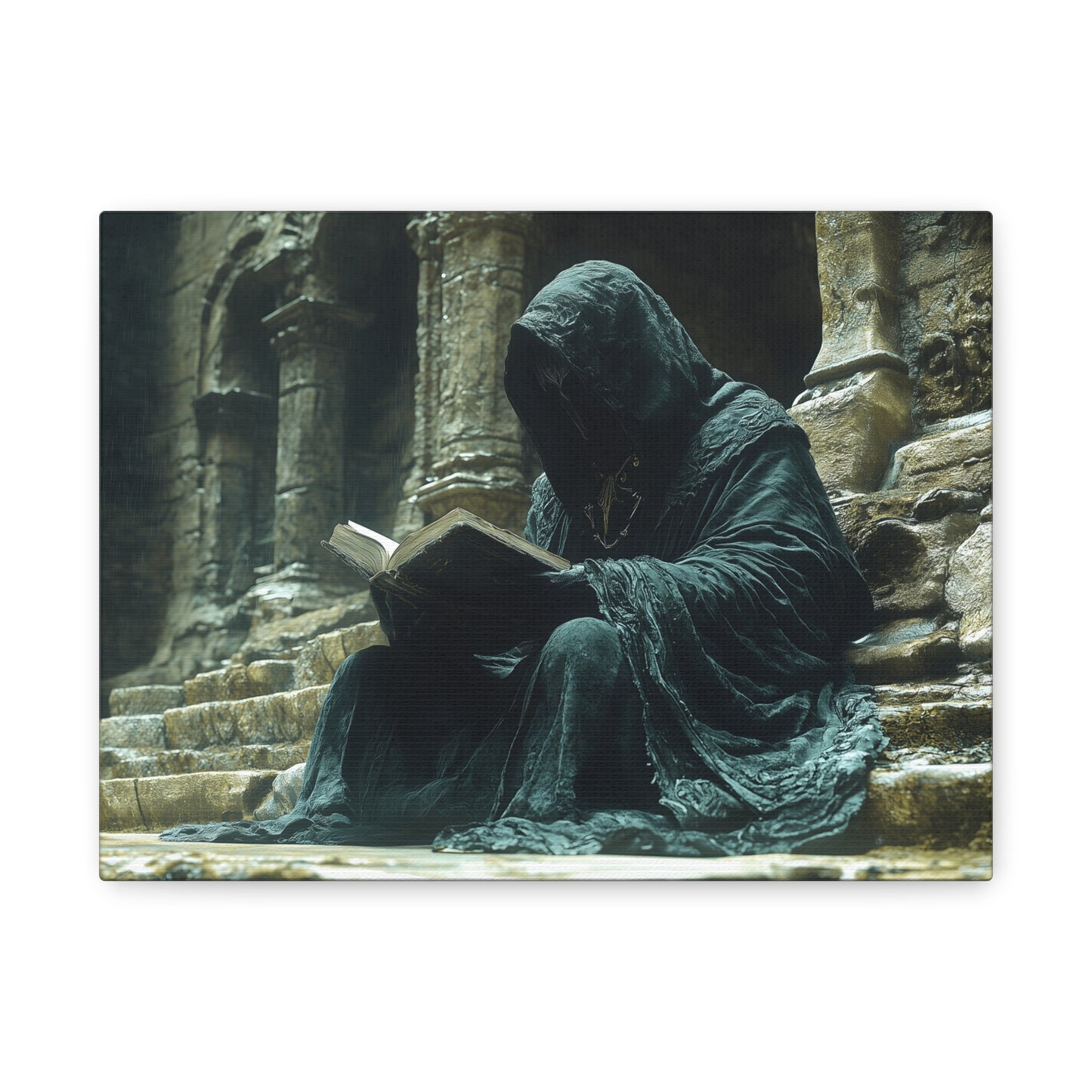 Mystical Monk Stretched Canvas Art, Dark Fantasy Wall Decor, Esoteric Home Decor, Unique Gifts for Art Lovers, Spiritual Artwork