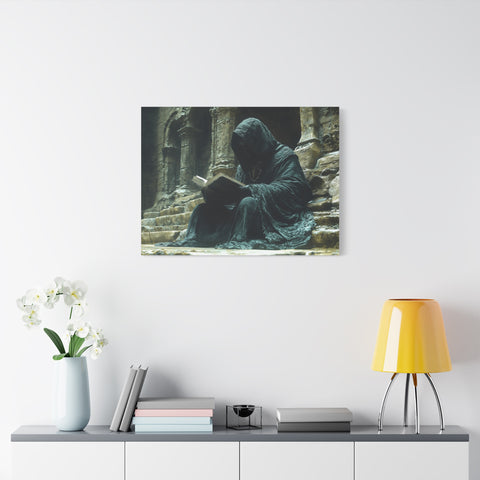 Mystical Monk Stretched Canvas Art, Dark Fantasy Wall Decor, Esoteric Home Decor, Unique Gifts for Art Lovers, Spiritual Artwork