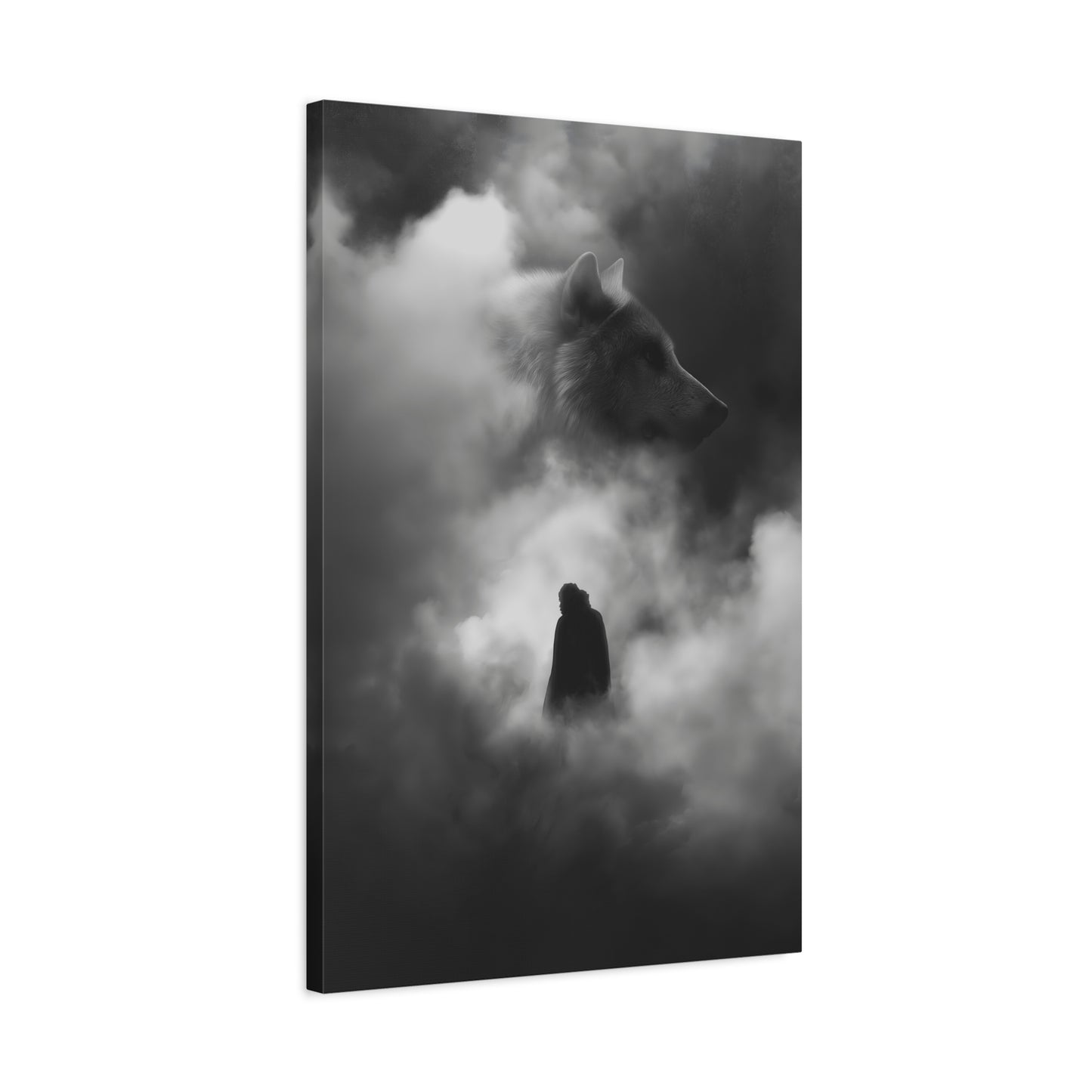 Black and White Wolf Canvas Art Print, Animal Wall Decor, Nature-Inspired Home Decor, Wilderness Art, Unique Gift Idea, Modern Aesthetic