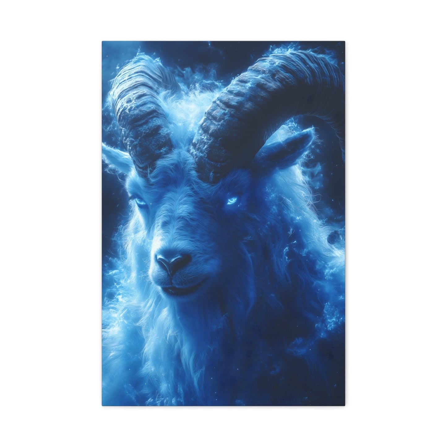 Majestic Blue Ram Canvas Print, Animal Wall Art, Home Decor, Gift for Nature Lovers, Unique Art Piece
