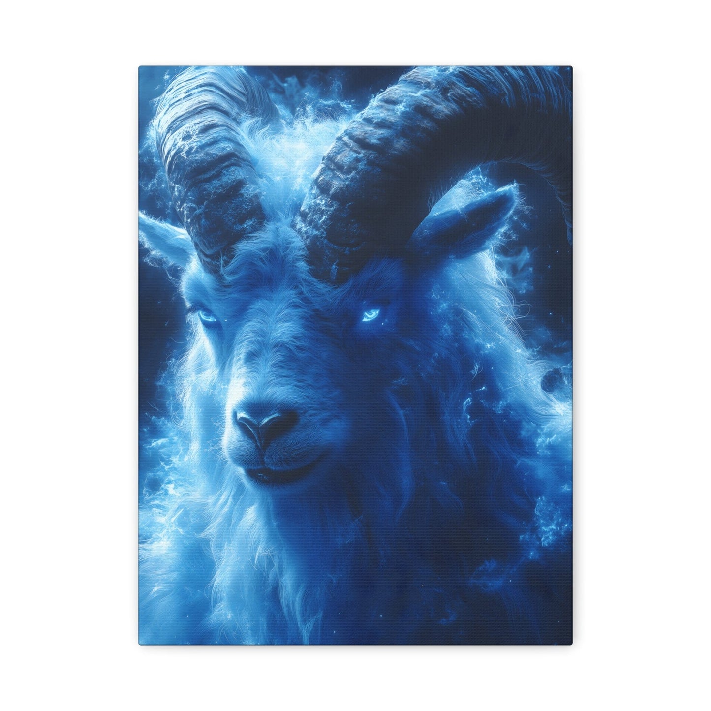 Majestic Blue Ram Canvas Print, Animal Wall Art, Home Decor, Gift for Nature Lovers, Unique Art Piece