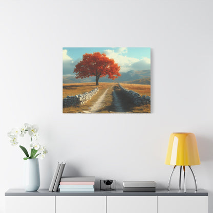 Vibrant Landscape Canvas Art, Nature Wall Decor, Red Tree Print, Home Decor, Gift for Nature Lovers