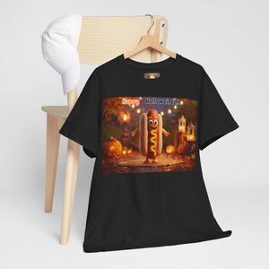 Halloween Hot Dog Tee, Funny Halloween Shirt, Unisex Graphic T-Shirt, Spooky Party Wear, Autumn Festive Apparel, Unique Halloween Gift