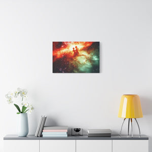 Cosmic Love Canvas Art, Celestial Couple Print, Space Wall Decor, Romantic Gift, Unique Home Artwork
