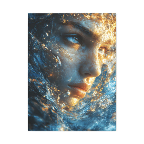 Artistic Canvas Print - Abstract Water Woman | Ocean-Themed Decor, Gallery Wall Art, Unique Home Decoration, Aquatic Aesthetic, Gift