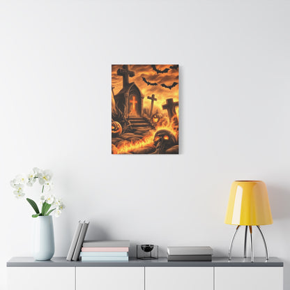 Gothic Halloween Art Print, Spooky Wall Decor, Haunted House Canvas, Autumn Home Decor, Gothic Artwork for Halloween