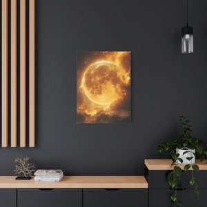 Golden Moon Canvas Wall Art, Celestial Décor for Dreamy Spaces, Perfect for Home, Gift Ideas, Wall Decorations, Astrophotography
