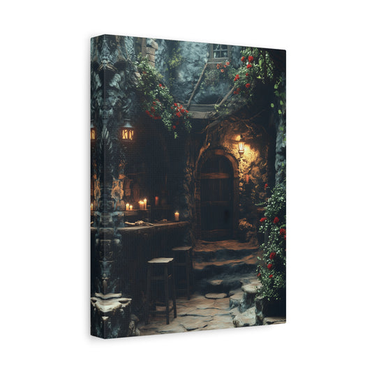 Rustic Wall Art Canvas, Charming Home Decor, Fantasy Artwork, Cozy Gift for Home, Magical Cottage Wall Art