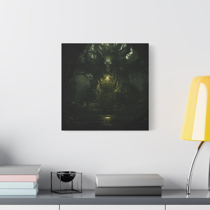 Mystical Forest Canvas Wall Art, Fantasy Decor, Enchanted Home, Gift for Nature Lovers, Dark Aesthetic Room Decor, Gothic Artwork