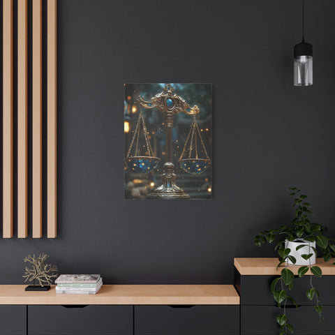 Celestial Scales Canvas Art, Starry Balance Wall Decor, Astrology Gift, Cosmo Home Decor, Spiritual Artwork, Zodiac Decoration