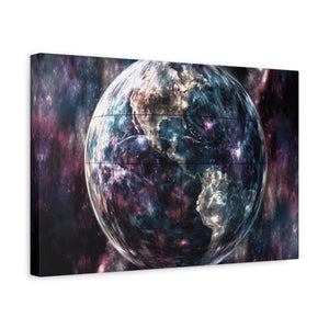 Stretched Canvas Wall Art, Cosmic Earth Design, Home Decor, Modern Art, Gift for Space Lovers, Galaxy Artwork
