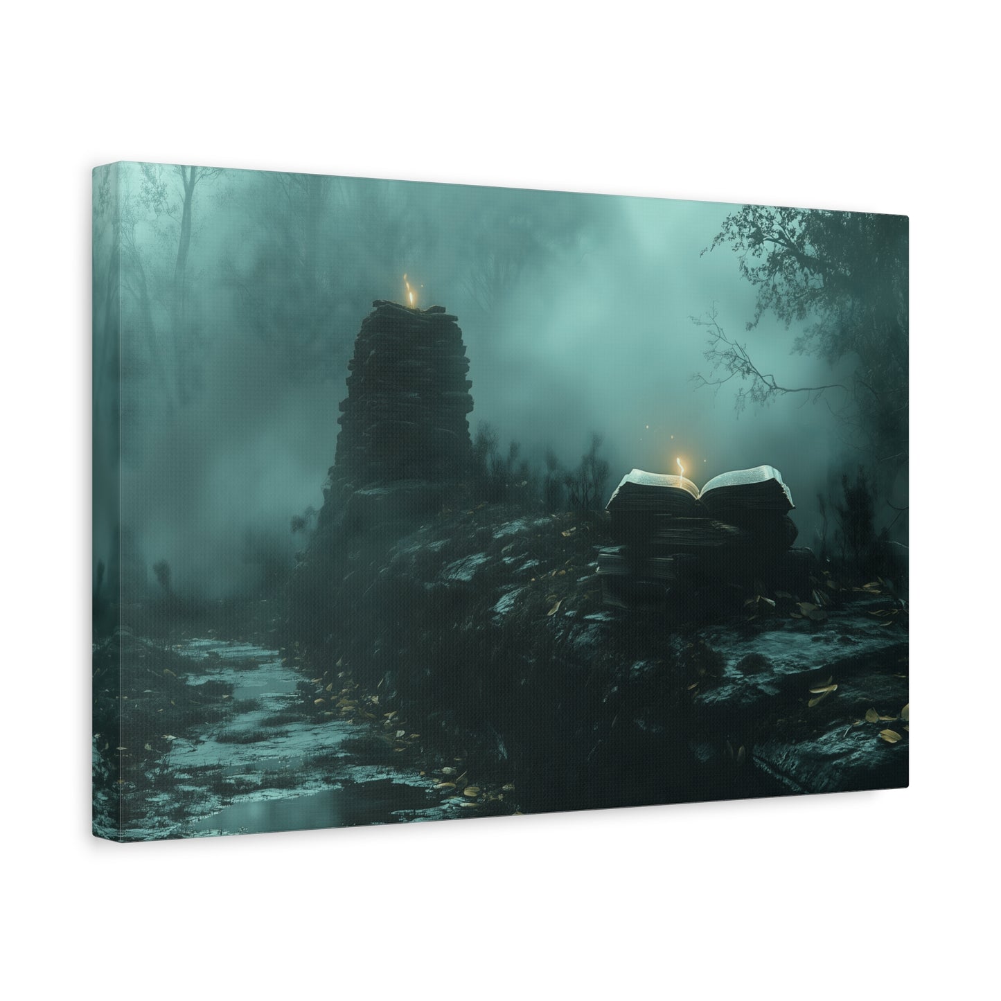 Mystical Book Canvas Art, Enigmatic Wall Decor, Fantasy Themed Home Decor, Gift for Book Lovers, Unique Art Piece, Wall Art for Halloween