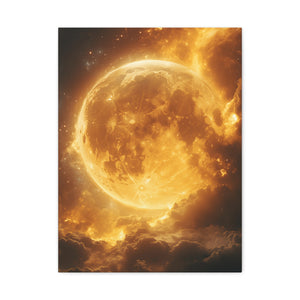 Golden Moon Canvas Wall Art, Celestial Décor for Dreamy Spaces, Perfect for Home, Gift Ideas, Wall Decorations, Astrophotography
