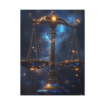 Cosmic Balance Canvas Art Print | Astrology Decor, Starry Wall Art, Home Decoration, Gift for Zodiac Lovers, Scales Artwork