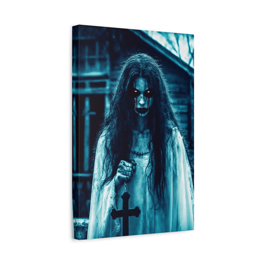 Spooky Horror Matte Canvas Wall Art - Creepy Decor for Halloween, Ghostly Home Decor, Dark Art for Gothic Lovers, Unique Gift Idea