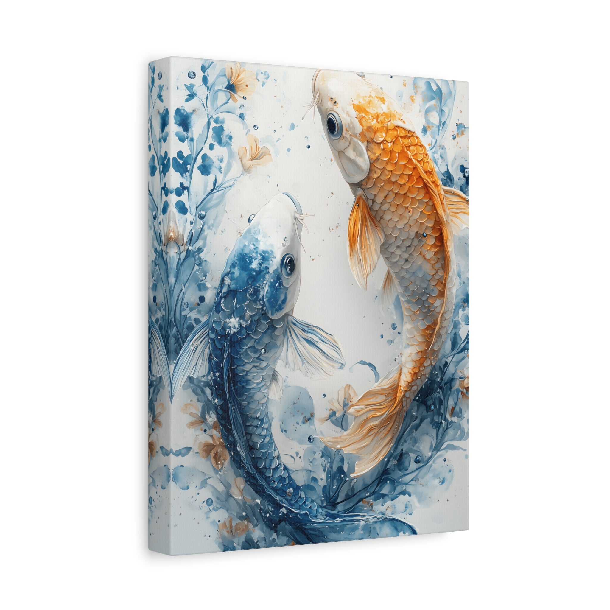 Artistic Koi Canvas, Home Decor, Gift Idea, Asian Wall Art, Unique Art Piece
