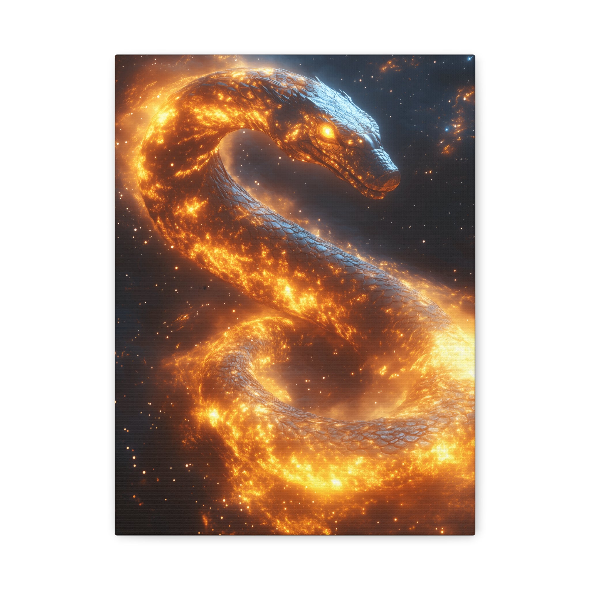 Canvas Wall Art: Fiery Serpent Design, Home Decor, Unique Gift, Fantasy Art, Living Room Wall Decor, Dragon Artwork