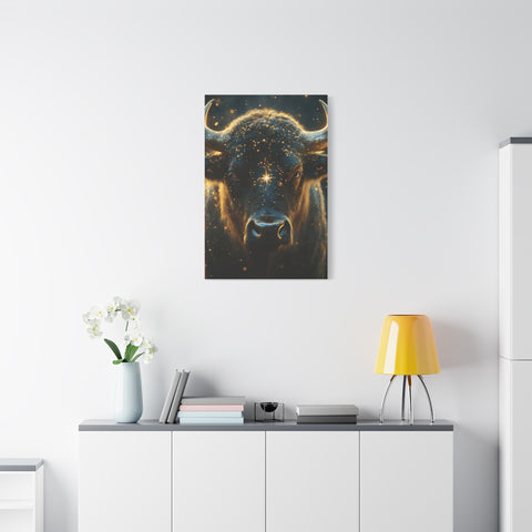 Cosmic Bull Canvas Art, Wall Décor, Home Office Artwork, Unique Gift, Rustic Vibe, Animal Lover Decor