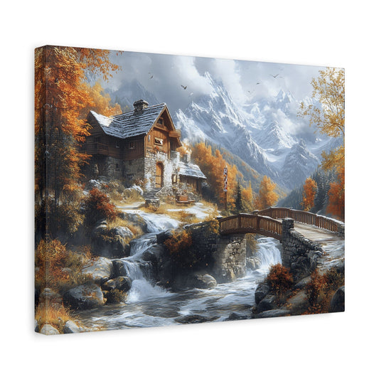 Autumn Landscape Canvas Art Print, Rustic Home Decor, Wall Artwork, Gift for Nature Lovers, Cozy Cabin Vibe, Fall Decor