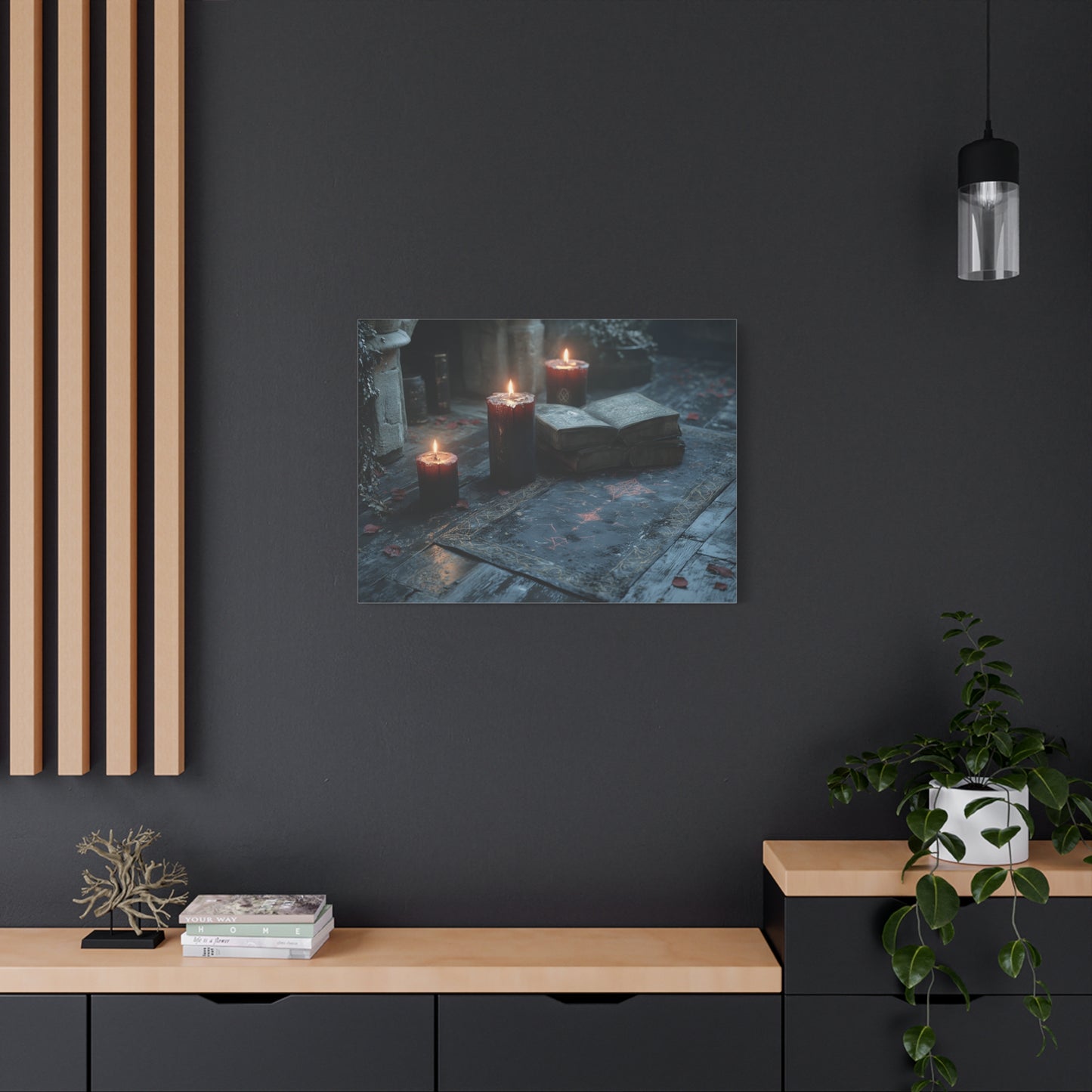 Mystical Candlelit Canvas Art, Gothic Home Decor, Witchy Wall Art, Dark Aesthetic Print, Spiritual Living Room Artwork