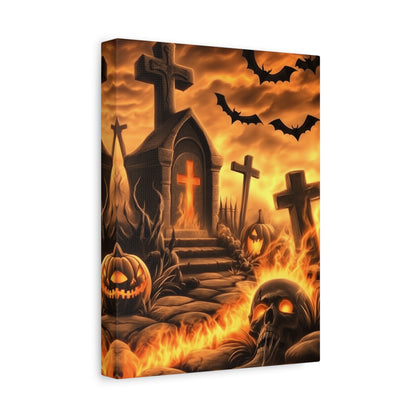 Gothic Halloween Art Print, Spooky Wall Decor, Haunted House Canvas, Autumn Home Decor, Gothic Artwork for Halloween
