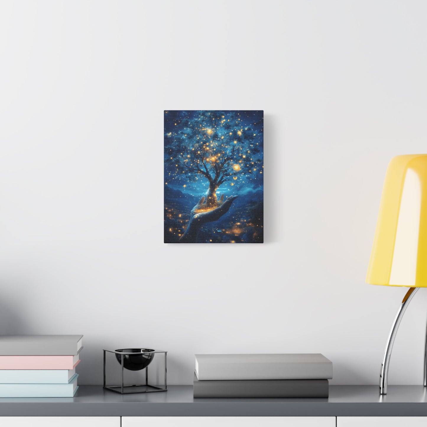 Stretched Canvas Art Print - Dreamy Night Tree Design, Home Decor, Gift for Nature Lovers, Bohemian Wall Art, Mindful Decor