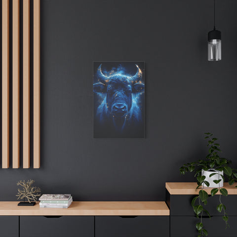 Cosmic Bull Canvas Art, Vibrant Wall Decor, Farmhouse Chic, Gift for Animal Lovers, Unique Home Accent, Astrology Inspired