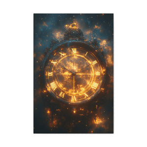 Ethereal Clock Canvas Wall Art, Timeless Décor, Night Sky Art, Galactic Home Décor