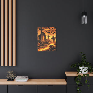 Gothic Halloween Art Print, Spooky Wall Decor, Haunted House Canvas, Autumn Home Decor, Gothic Artwork for Halloween