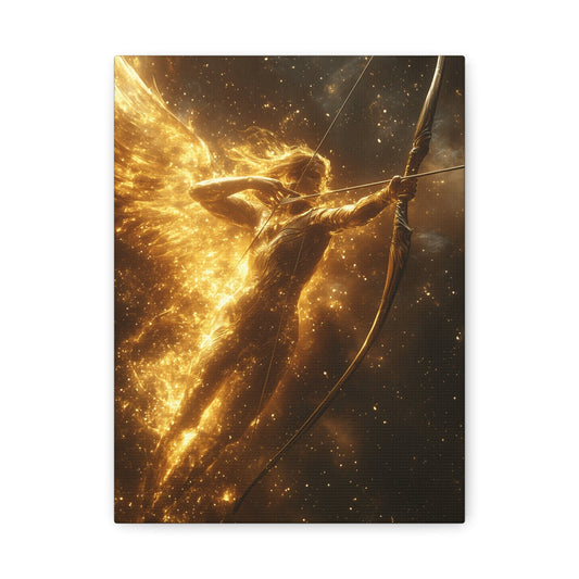 Golden Archer Canvas Print, Celestial Wall Art, Inspirational Home Decor, Rustic Gift, Fantasy Artwork