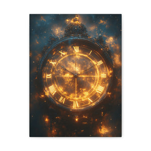 Ethereal Clock Canvas Wall Art, Timeless Décor, Night Sky Art, Galactic Home Décor