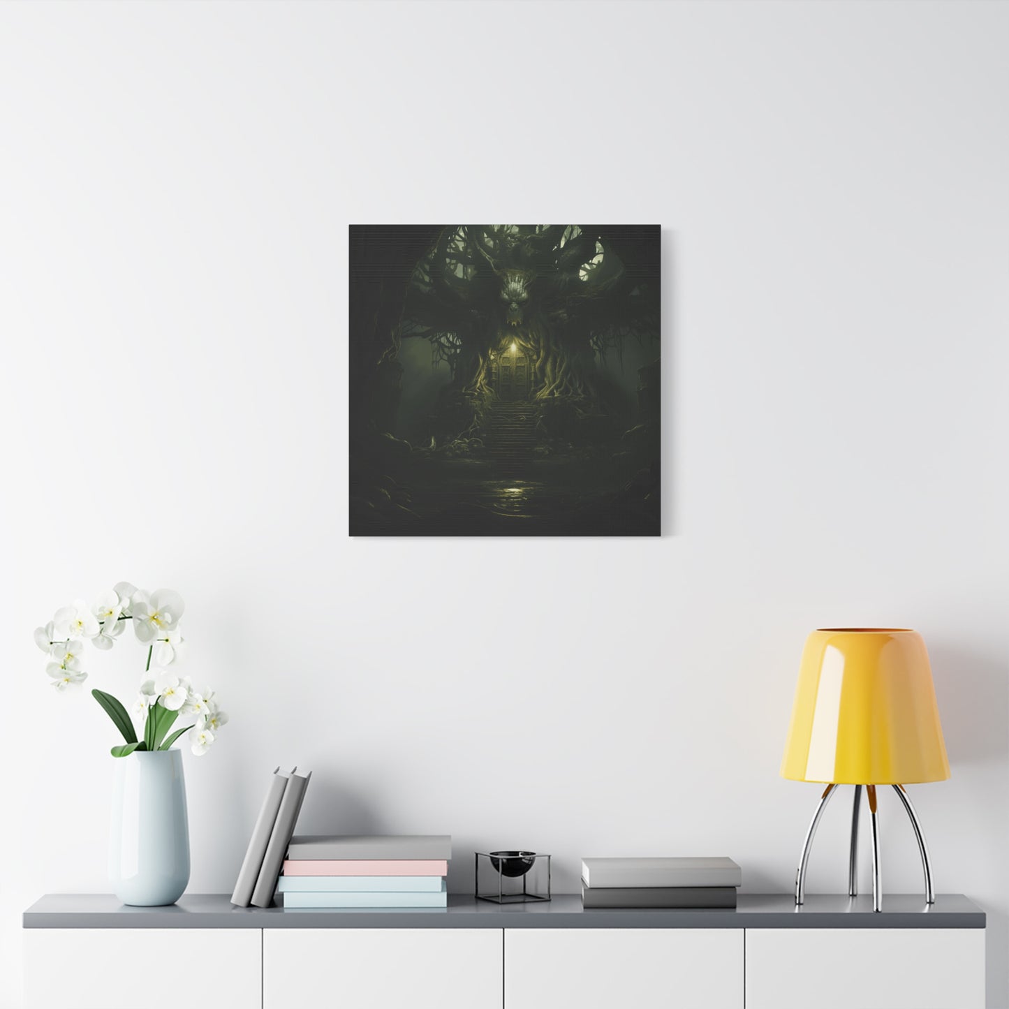Mystical Forest Canvas Wall Art, Fantasy Decor, Enchanted Home, Gift for Nature Lovers, Dark Aesthetic Room Decor, Gothic Artwork