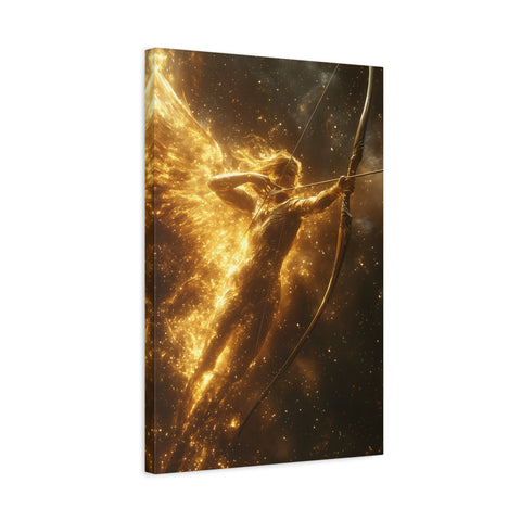 Golden Archer Canvas Print, Celestial Wall Art, Inspirational Home Decor, Rustic Gift, Fantasy Artwork