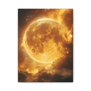 Golden Moon Canvas Wall Art, Celestial Décor for Dreamy Spaces, Perfect for Home, Gift Ideas, Wall Decorations, Astrophotography