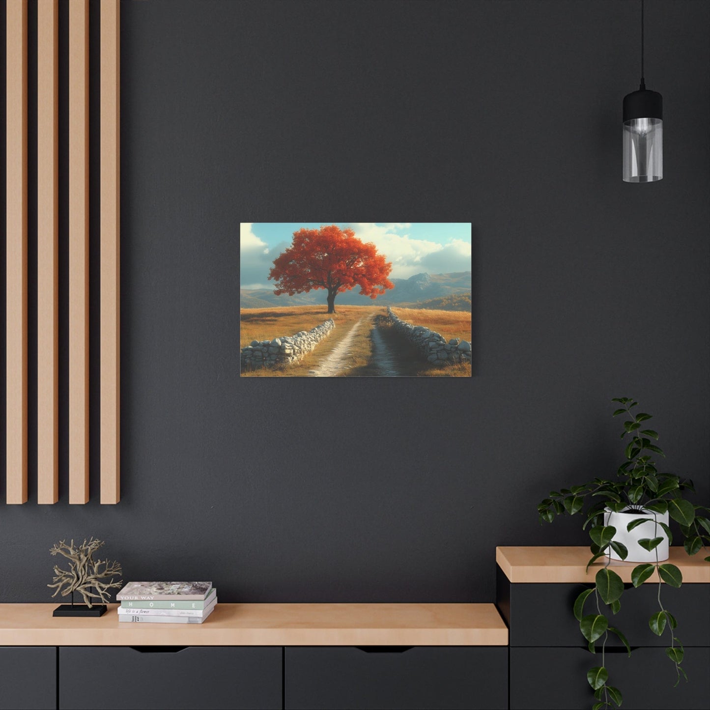 Vibrant Landscape Canvas Art, Nature Wall Decor, Red Tree Print, Home Decor, Gift for Nature Lovers