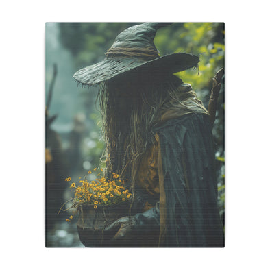 Mystical Wall Art with Yellow Blooms, Enchanting Witch Forest Print, Witchy Home Décor, Nature Lover Gift