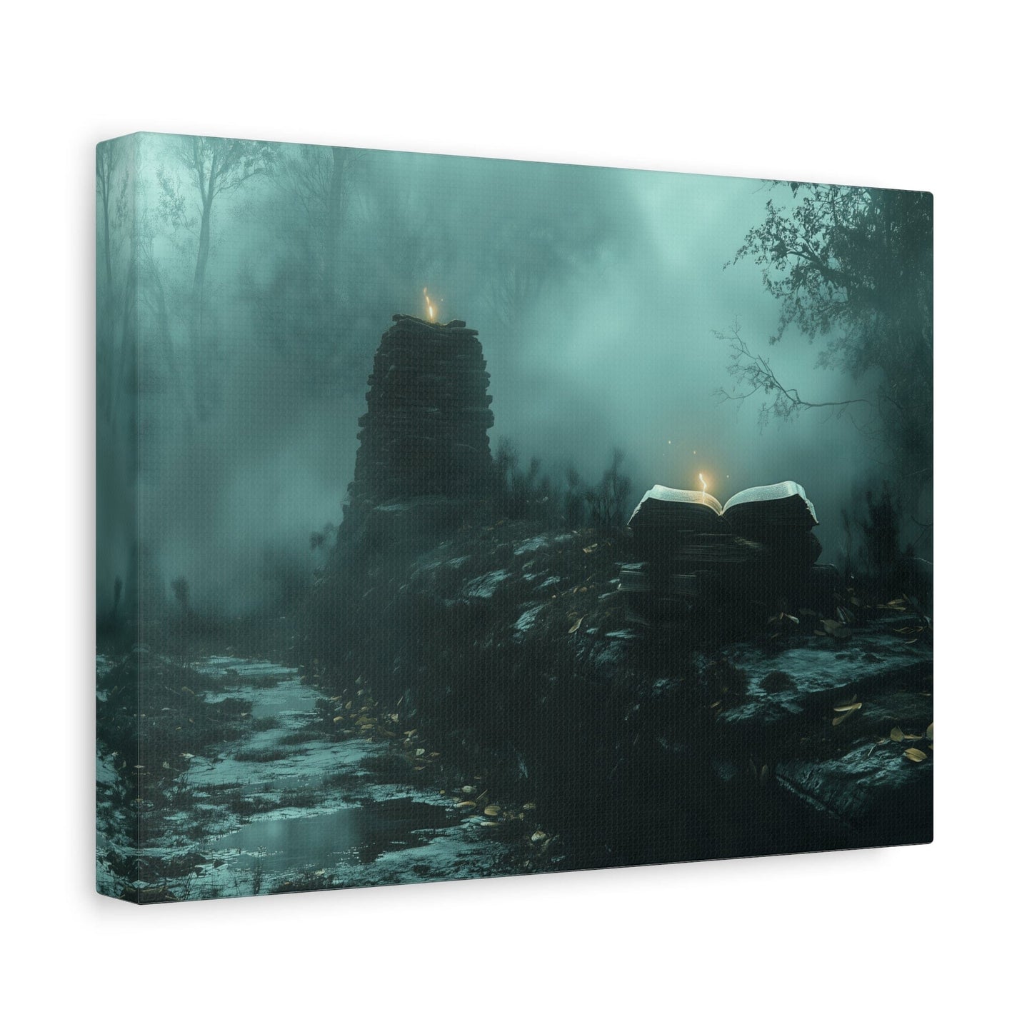 Mystical Book Canvas Art, Enigmatic Wall Decor, Fantasy Themed Home Decor, Gift for Book Lovers, Unique Art Piece, Wall Art for Halloween