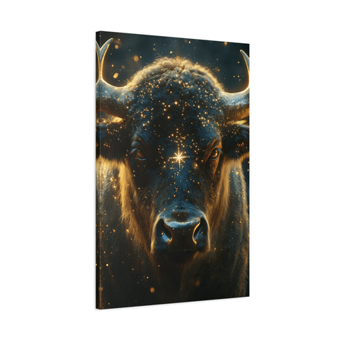 Cosmic Bull Canvas Art, Wall Décor, Home Office Artwork, Unique Gift, Rustic Vibe, Animal Lover Decor