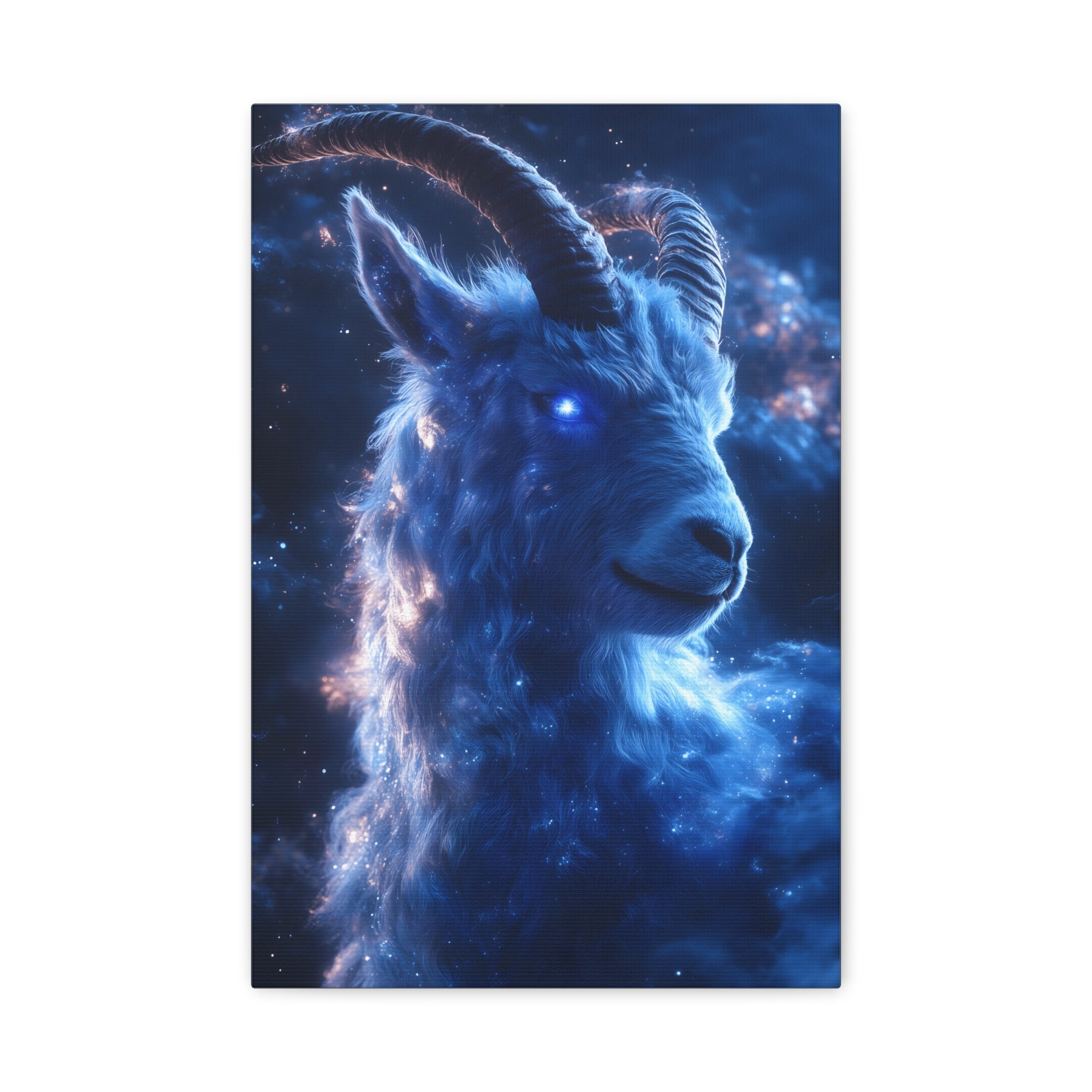 Cosmic Goat Canvas Art, Galactic Animal Decor, Wall Hanging for Home or Office, Unique Gift for Animal Lovers, Space Theme Art