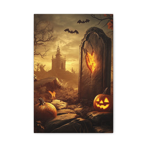 Halloween Canvas Art Print, Spooky Decor for Fall, Haunted House Wall Art, Perfect for Halloween, Autumn Decorations