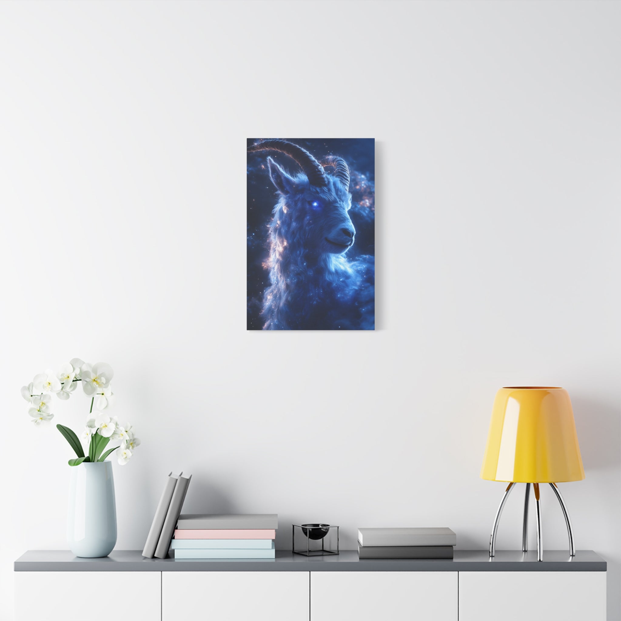 Cosmic Goat Canvas Art, Galactic Animal Decor, Wall Hanging for Home or Office, Unique Gift for Animal Lovers, Space Theme Art