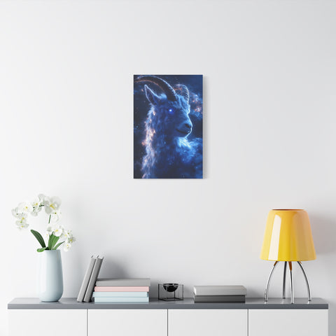 Cosmic Goat Canvas Art, Galactic Animal Decor, Wall Hanging for Home or Office, Unique Gift for Animal Lovers, Space Theme Art