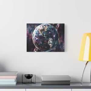 Stretched Canvas Wall Art, Cosmic Earth Design, Home Decor, Modern Art, Gift for Space Lovers, Galaxy Artwork