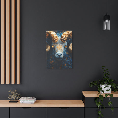 Stretched Canvas Wall Art Featuring Mystical Ram Design, Perfect for Home Decor, Art Lovers, Nature Enthusiasts, Gift Idea