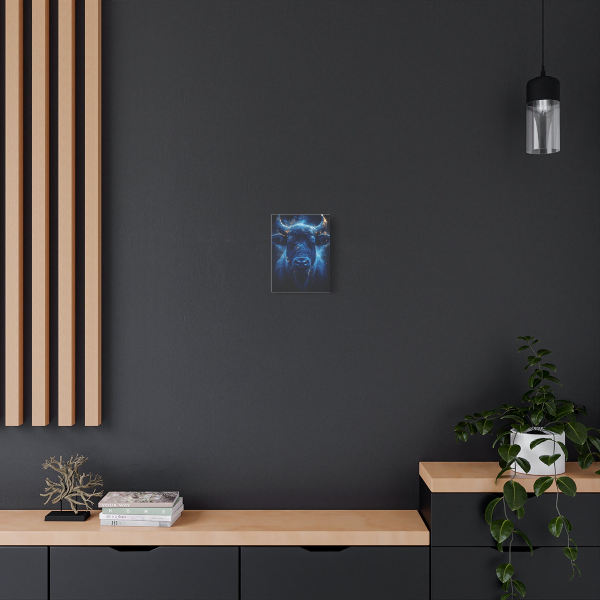 Cosmic Bull Canvas Art, Vibrant Wall Decor, Farmhouse Chic, Gift for Animal Lovers, Unique Home Accent, Astrology Inspired