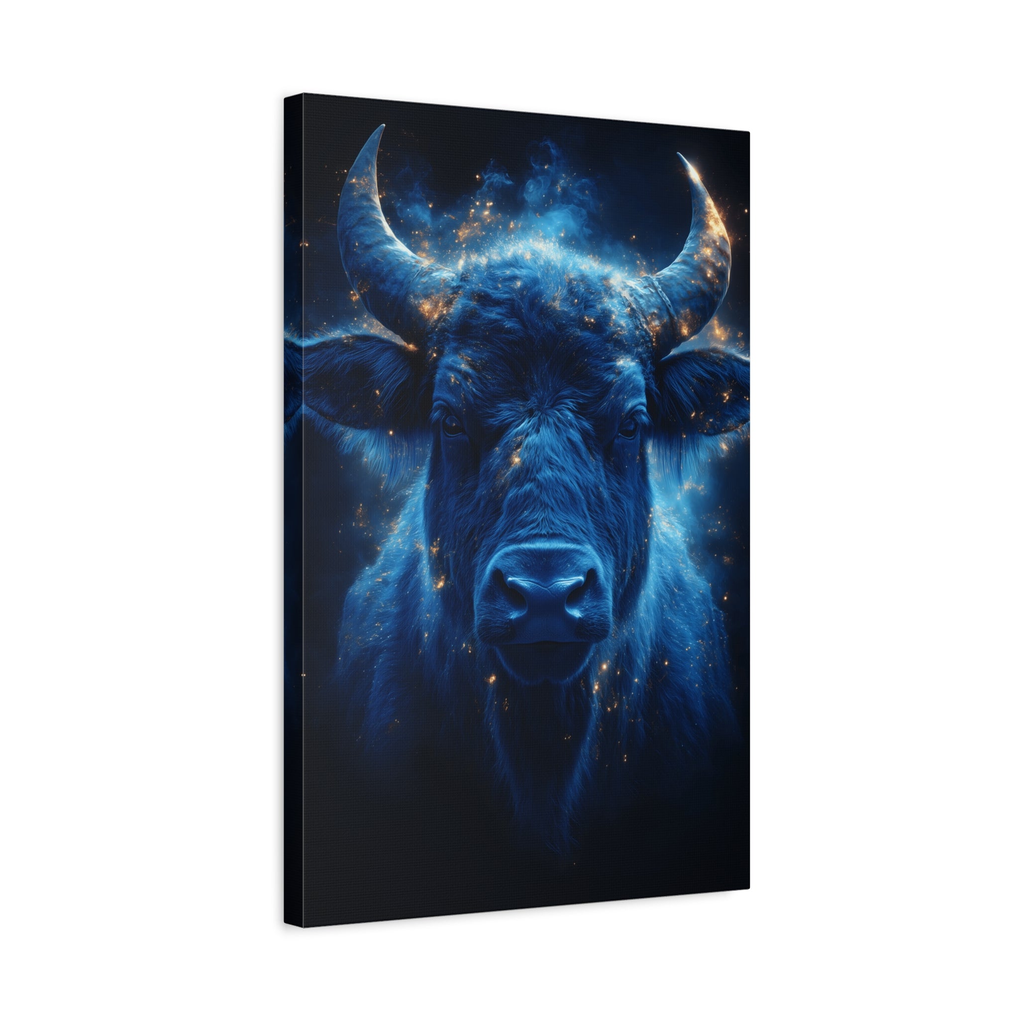 Cosmic Bull Canvas Art, Vibrant Wall Decor, Farmhouse Chic, Gift for Animal Lovers, Unique Home Accent, Astrology Inspired