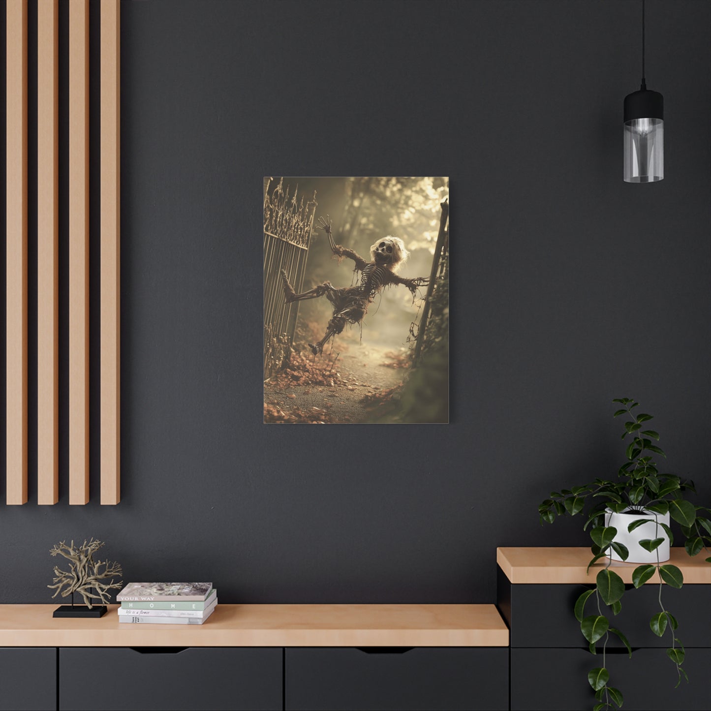 Halloween Skeleton Canvas Wall Art, Spooky Home Decor, Ghoulish Gift, Autumn Decoration, Creepy Wall Hanging