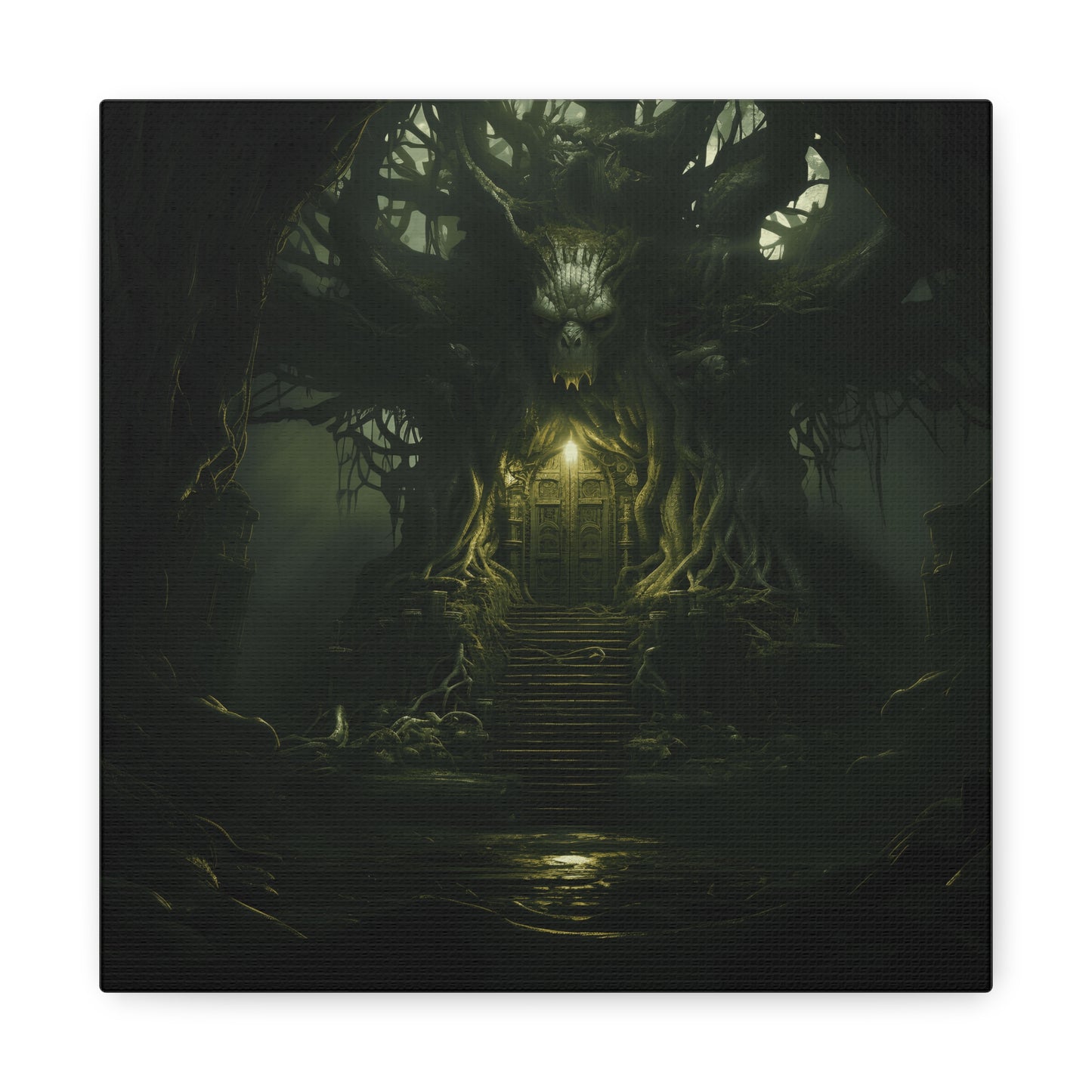 Mystical Forest Canvas Wall Art, Fantasy Decor, Enchanted Home, Gift for Nature Lovers, Dark Aesthetic Room Decor, Gothic Artwork